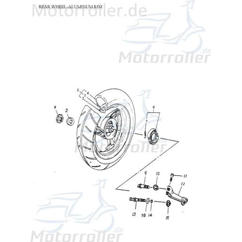 Adly Komplettrad Quad hinten Panther 50 Felge + 50ccm 2Takt Motorroller.de Reifen Radreifen Motorrollerfelge 50ccm-2Takt Scooter Super Sonic 100