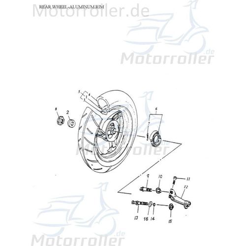 Adly Felge hinten 13Zoll Panther 50 Hinterrad 50ccm 2Takt Motorroller.de Hinterrad-Felge Hinterradfelge Hinter-Rad Heck-Rad 50ccm-2Takt Scooter