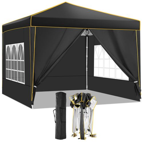 Pavillon 3x3 Wasserdicht Stabil Winterfest, Faltpavillon mit 4 Seitenwänden, wasserdicht und UV 50+ tragbares Tragbarkeit Gartenpavillon, Weiß