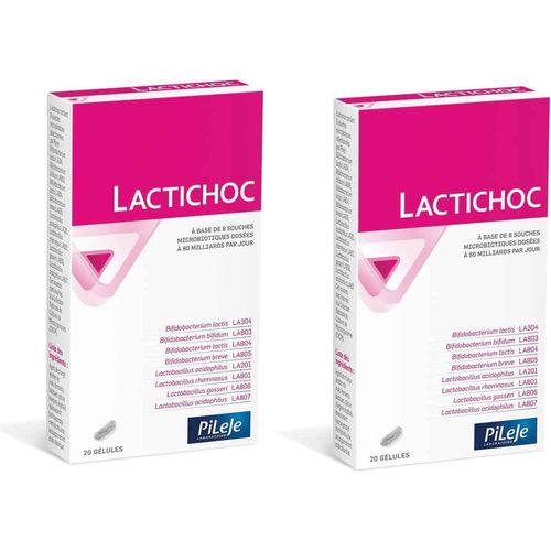 PILEJE - Lactichoc - Nahrungsergänzungsmittel - Probiotikum - Stärkt das Gleichgewicht der Darmflora - Unterstützt eine gesunde Verdauung - Hohe Dosierung - Labortechnisch - 2x20 Kapseln