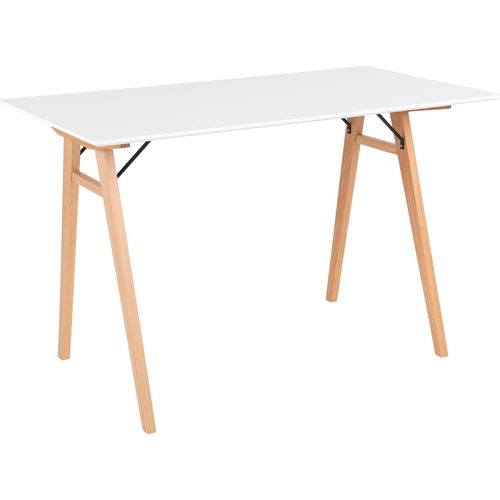 Schreibtisch ></noscript>Vojens< in Weiss, MDF - 120x75x60cm (BxHxT)