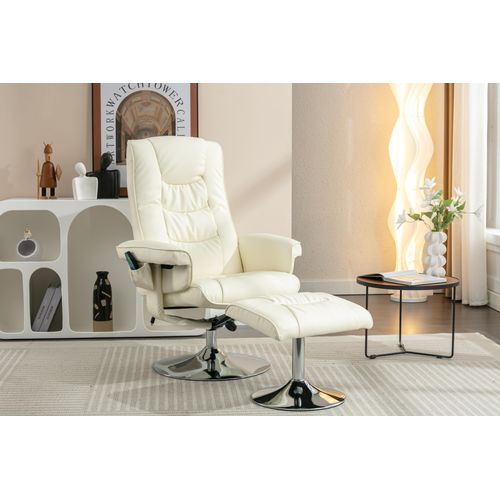 Ruhestuhl Massagestuhl mit Hocker Lounge-Sessel, Beige
