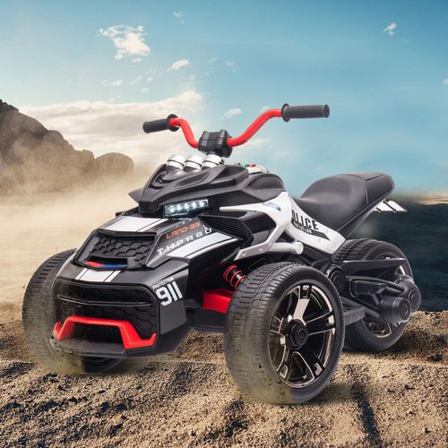 MODFU Elektrofahrzeuge Kinder Elektroauto, dreirädriges Elektroauto,dreirädriges Elektro motorrad, elektrisches Spielzeugauto mit 2 Motoren und 12V7Ah Batterie, Elektrisches Spielzeugauto für Kinder im Alter von 3–8 Jahren, Weiß