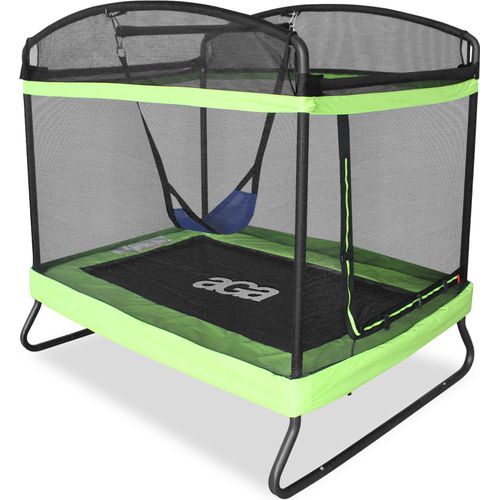 Aga Rechteckiges Trampolin, Kindertrampolin, Gartentrampolin mit Sicherheitsnetz 122x183 cm Hellgrün + Schutznetz
