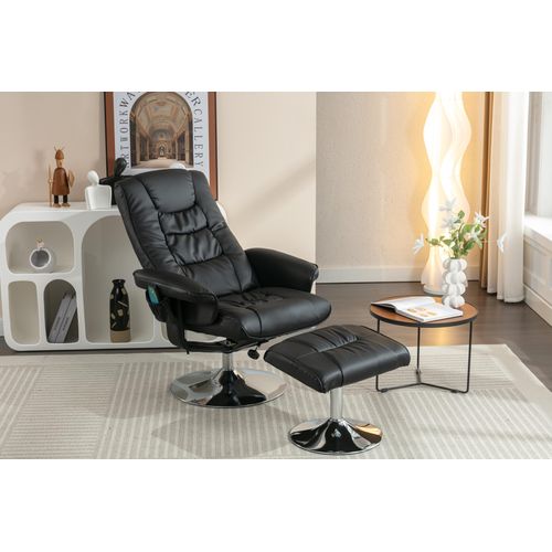 Ruhestuhl Massagestuhl mit Hocker Lounge-Sessel, Schwarz