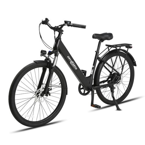 Oryxearth City E-Bike / Elektrofahrrad mit Gangschaltung und Drehmomentsensor, schwarz.