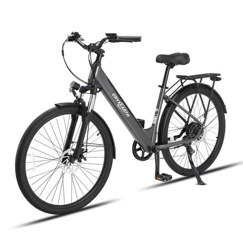 Oryxearth City E-Bike / E-Bike mit Gangschaltung und Drehmomentsensor, Grau.