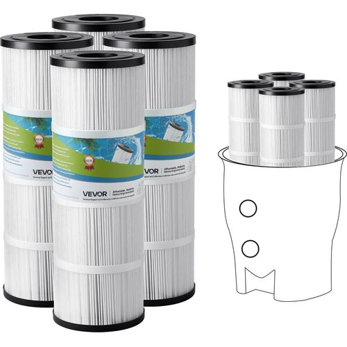 VEVOR Pool-Filterkartusche, 4er-Pack, Wasserfilter 7,4 m², Ersatz-Filter, kompatibel mit Pentair CCP320, Pleatco PCC80-PAK4, Poolfilter sicher für Kinder und Haustiere, leicht zu reinigen