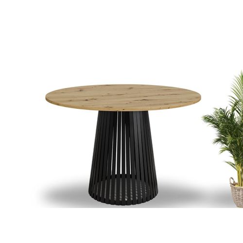 Runder Esstisch Viero 75 cm – Artisan Eiche – Metallgestell – moderner Küchentisch