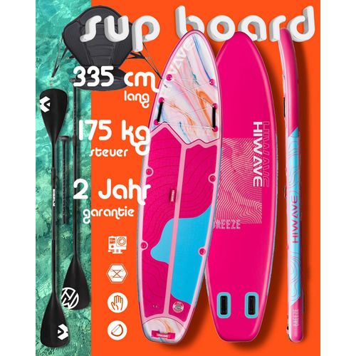 Komplettset, Kajak Touring SUP Board Set mit 5cm hohem stabilem Sitz, zweite 4-teiligem Paddel, HiWave — CA Breeze Kayak Kanu Boot 2 Personen Paddling