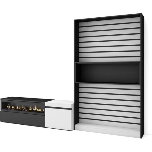 Wohnwand Wohnzimmer, 260x35x186cm, Für TV-Geräte bis zu 65