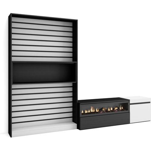 Wohnwand Wohnzimmer, 260x35x186cm, Für TV-Geräte bis zu 65