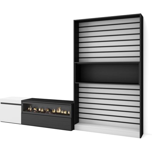 Wohnwand Wohnzimmer, 260x35x186cm, Für TV-Geräte bis zu 65
