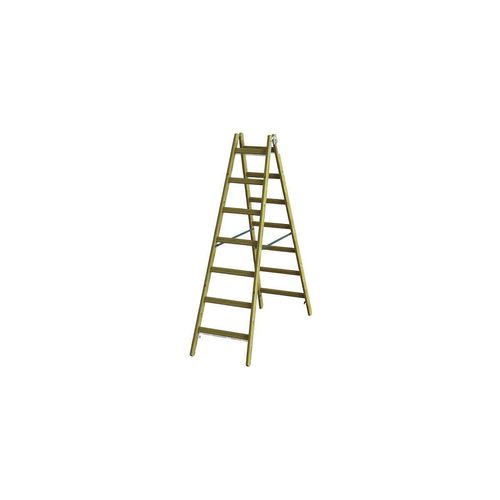 PROTEC.class PHSPSL27 Holz-Sprossen-Stehleiter, 2x7
