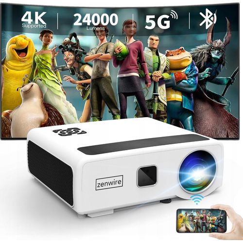 Zenwire Beamer 4K Heimkino Unterstützt (Full-HD, 800 ANSI-Lumen, WiFi) Android TV FULL HD 4K Autofokus Bluetooth 