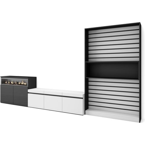 Wohnwand Wohnzimmer, 360x35x186cm, Für TV-Geräte bis zu 65