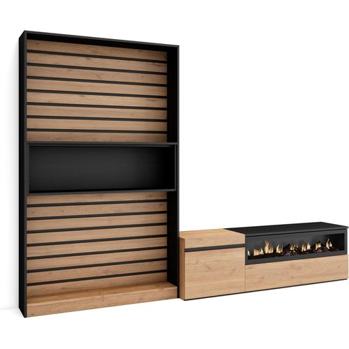 Wohnwand Wohnzimmer, 260x35x186cm, Für TV-Geräte bis zu 65