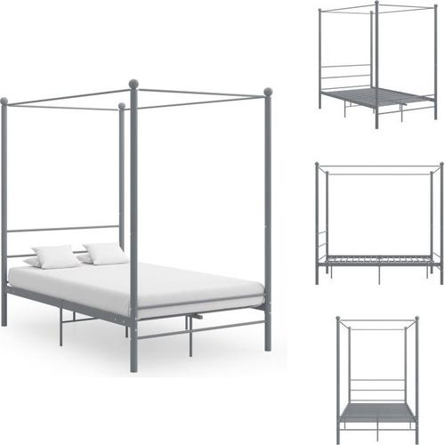 vidaXL Himmelbett Grau Metall 120x200 cm - Betten & Bettgestelle