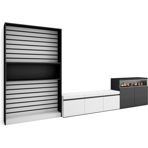 Wohnwand Wohnzimmer, 360x35x186cm, Für TV-Geräte bis zu 65