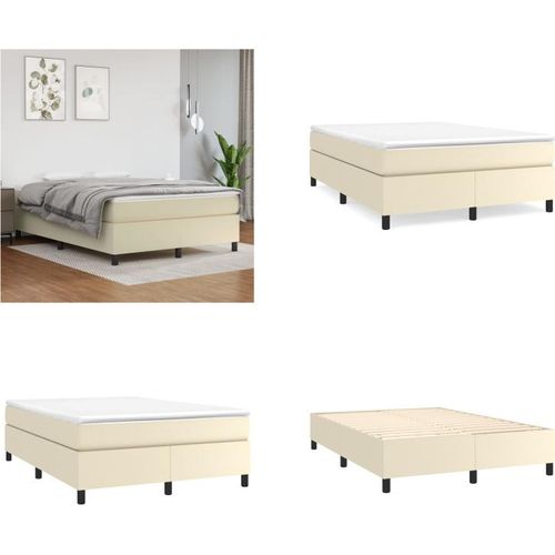 vidaXL Boxspringbett Creme 140x200 cm Kunstleder - Boxspringbett - Boxspringbetten - Bett - Schlafzimmermöbel