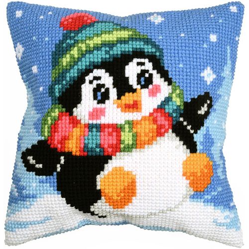 Kreuzstichkissen "Happy Pinguin" Image