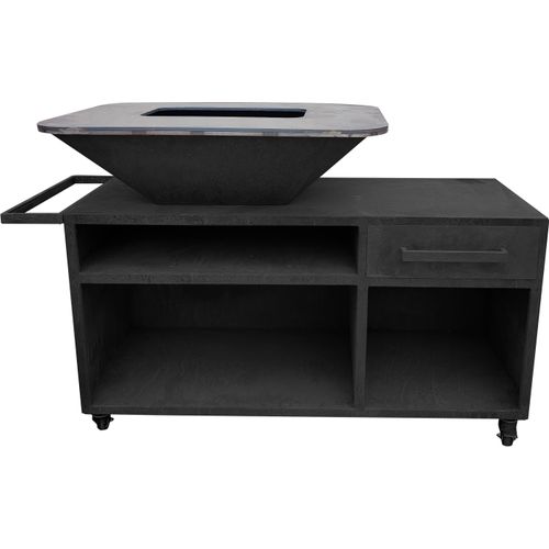 Großer Grill mit Schrank und Grillplatte aus Stahl