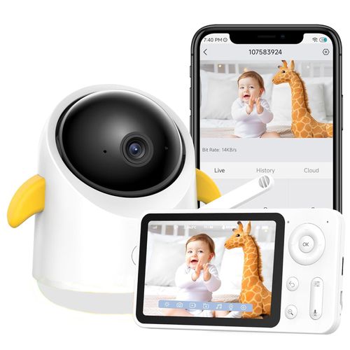 BOIFUN Babyphone mit Kamera, WLAN 2MP Video Babyfon, Smartphone-App-Steuerung, PTZ, Bewegungsverfolgung, IR Nachtsicht