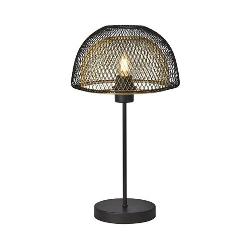 Honeycomb 1Lt Double Layered Mesh Table Lamp - Black Outer With Gold Inner