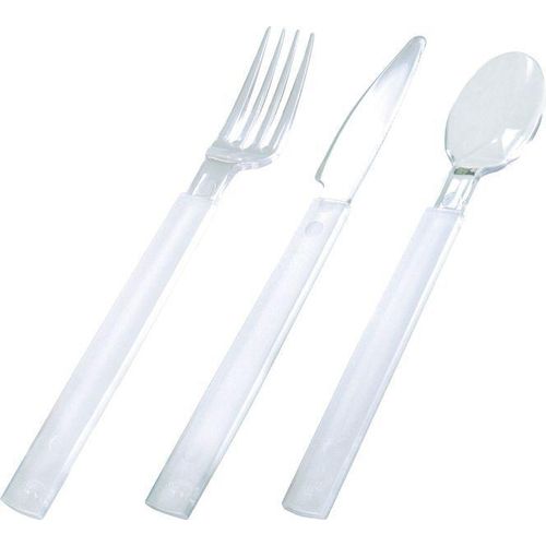 Clear Besteckset, sortiert Mehrweg Transparent, 270 Stk (90 Messer, 90 Löffel, 90 Gabeln)