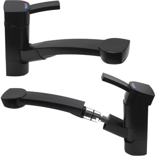 Wasserhahn Einhebelmischer Capri mit ausziehbarer Dusche + Schalter schwarz