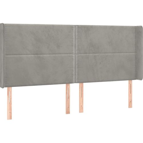 vidaXL Kopfteil mit Ohren Hellgrau 183x16x118/128 cm Samt