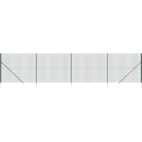 vidaXL Maschendrahtzaun mit Bodenhülsen Grün 2x10 m