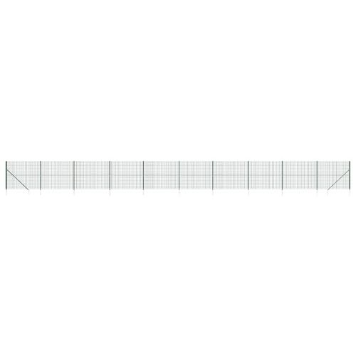 vidaXL Maschendrahtzaun mit Bodenhülsen Grün 1,4x25 m
