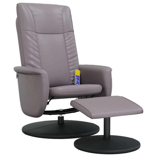 vidaXL Massagesessel mit Fußhocker Grau Kunstleder