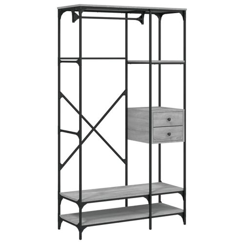 Prolenta Premium - Kleiderständer mit Schubladen Grau Sonoma 100x40x180 cm