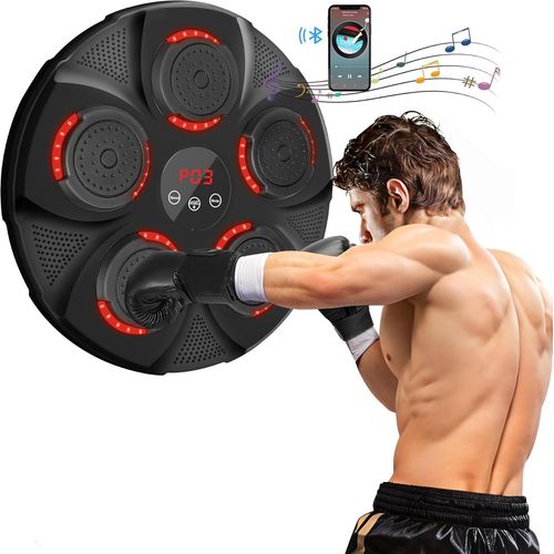 Musik Boxen Maschine, wiederaufladbare Boxen Ausrüstung Wandhalterung, Home Smart Boxing ,Training Digital Boxing für Kinder und Erwachsene Schwarz