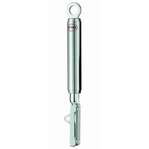 Sparschäler RÖSLE, silber (edelstahlfarben), L:19cm, Edelstahl, Küchenschneider, Pendelschäler für Rechtshänder, bewegliche Klinge, Edelstahl 18/10