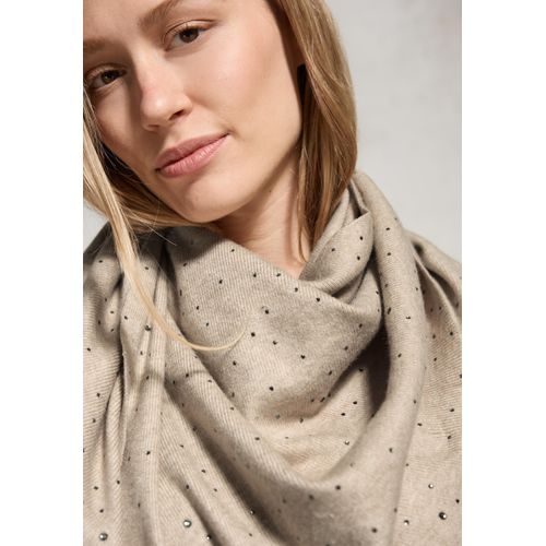 Halstuch CECIL, Damen, Gr. One size, beige (desert beige melange), Stoff, 60% Polyester, 20% Nylon, 20% Viskose, unifarben, casual, Modetücher, mit Strasssteinen