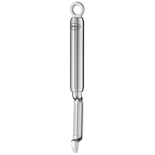 Sparschäler RÖSLE, silber (silberfarben), B:2cm H:1,9cm L:21,5cm, Edelstahl 18/10, Küchenschneider, Tomaten- und Kiwischäler mit Strunkentferner, Edelstahl 18/10