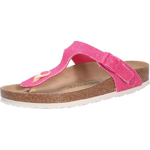 Birkenstock Damen Pantolette, rot(vegancanvasfuchsiatuli (11717)), Gr. 37