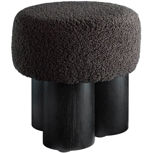 Sitzhocker SALESFEVER, grau (schwarz, grau), B:50cm H:49cm T:50cm, MDF, Eschenholzfurnier, Teddyfell (100% Polyester), Hocker, mit Sitzfläche aus Teddyfell