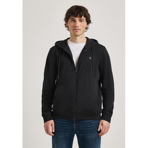 Sweatjacke STREET ONE MEN, Herren, Gr. S (38), schwarz, Sweatware, 70% Baumwolle, 30% Polyester, unifarben, casual, gerade normal, ohne Ausschnitt, Langarm Bündchen, Sweatjacken, mit Kapuze mit Tunnelzugband