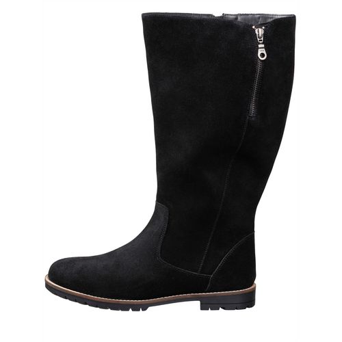 Weitschaftstiefel SHEEGO, Damen, Gr. 40, schwarz, Leder, Veloursleder, Schuhe