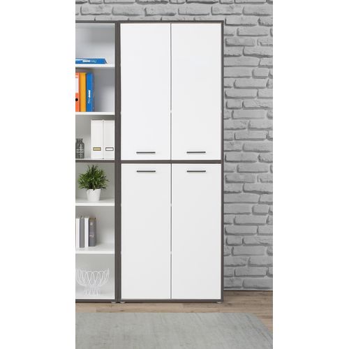 Mehrzweckschrank ></noscript>KEFLAVIK< in Weiss / Uni Wolfram Grau