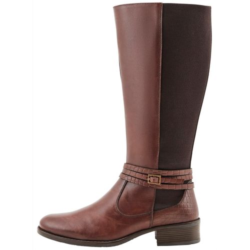 Weitschaftstiefel SHEEGO, Damen, Gr. 41, braun (dunkelbraun), Glattleder, Leder, Schuhe