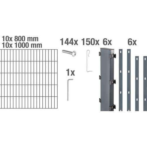 Alberts Gabionen-Komplettsets Step², Höhe 180 cm, Länge 10 m, anthrazit zum Aufschrauben