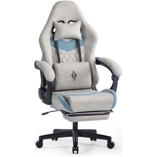 Gaming-Stuhl Fußstütze 150 kg belastbar Lordosenstütze Bürostuhl Gaming-Stuhl ergonomischer Gaming-Sessel verstellbare Grau