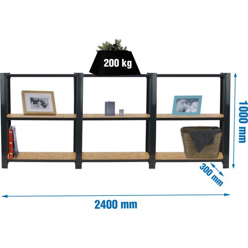 Simonrack Schwerlastregal OFFICLICK 3 8425437127670 anthrazit, braun 240,0 x 30,0 x 100,0 cm