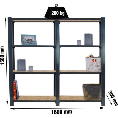 Simonrack Schwerlastregal OFFICLICK 4 8425437127694 anthrazit, braun 160,0 x 30,0 x 150,0 cm