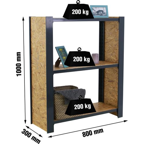 Simonrack Schwerlastregal OFFICLICK 3 8425437127748 anthrazit, braun 80,0 x 30,0 x 100,0 cm